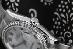 Rolex Datejust SS New Style Diamond Bezel, White Roman Numeral Dial 116200
