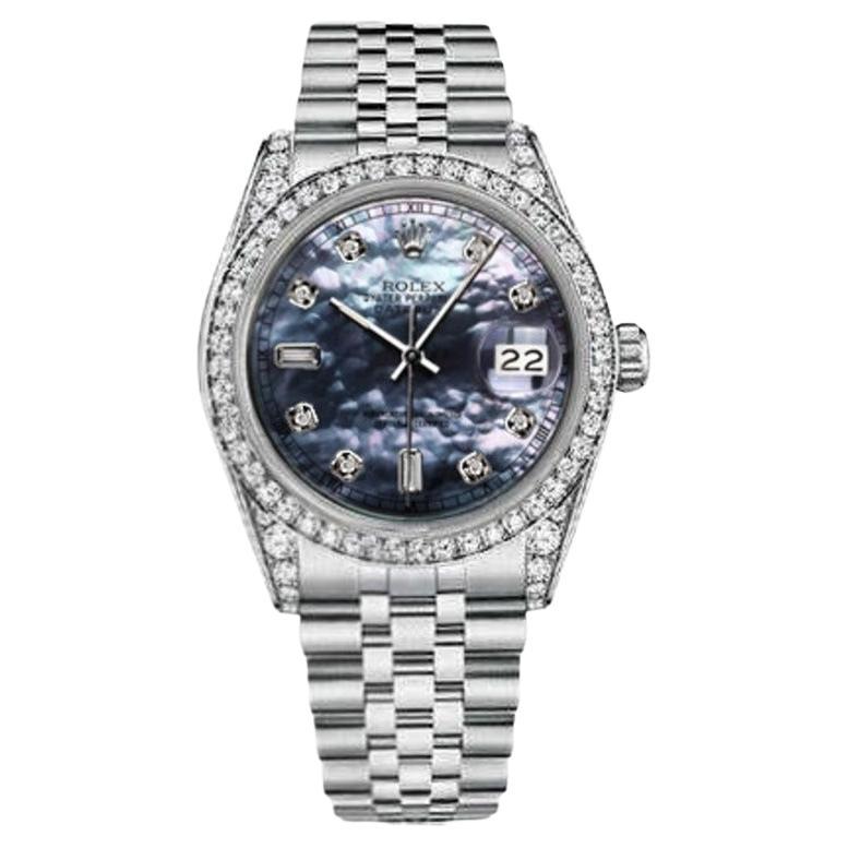 Rolex Datejust SS Tahitian MOP Dial with Diamonds Automatic Watch For Sale