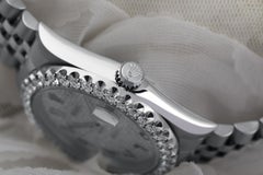 Rolex Datejust SS Unisex Watch with Pave Diamond Dial and Diamond Bezel