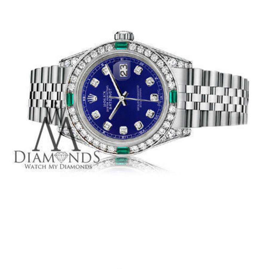 Rolex Datejust SS mit Diamant- und Smaragd-Lünette & Diamant-Gepäckstücken SS Uhr (Smaragdschliff) im Angebot
