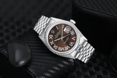 Rolex 36mm Datejust SSChocolate Dial Diamond Roman Numerals Jubilee Band 16014