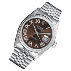 Rolex Montre Datejust SSChocolate 36 mm avec chiffres romains et cadran en diamant 16014
