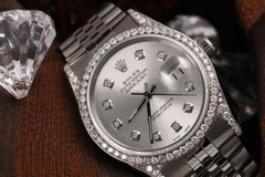 Rolex 36mm Datejust Stainless Steel Silver Diamond Dial Diamond Bezel & Lugs