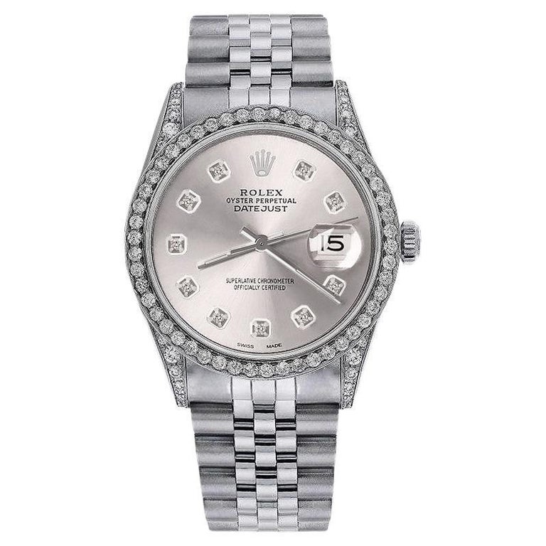 Lunette Personnalisée Montre Datejust 36mm - Pointes Moissanite, Acier