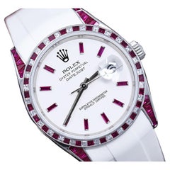 Rolex Datejust Stainless Steel Watch with Custom Rubies and Diamonds Watch 