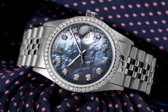 Rolex 36mm Datejust Tahitian MOP Diamond Dial with Roman Track & Diamond Bezel
