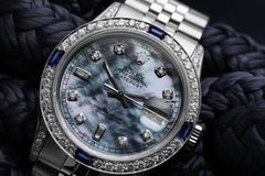 Rolex 36 mm Datejust Tahitian MOP Diamant-Zifferblatt mit Saphir- und Diamant-Lünette