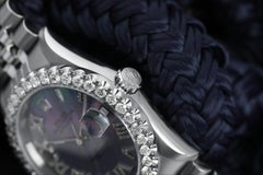 Rolex Datejust Tahitian Pearl Diamond Roman Dial Custom 3ct Diamond Bezel