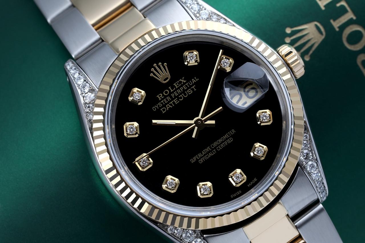 two tone datejust black dial