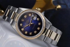 Rolex Datejust Two-Tone Blue Blue Vignette Diamond Dial 16013 Watch