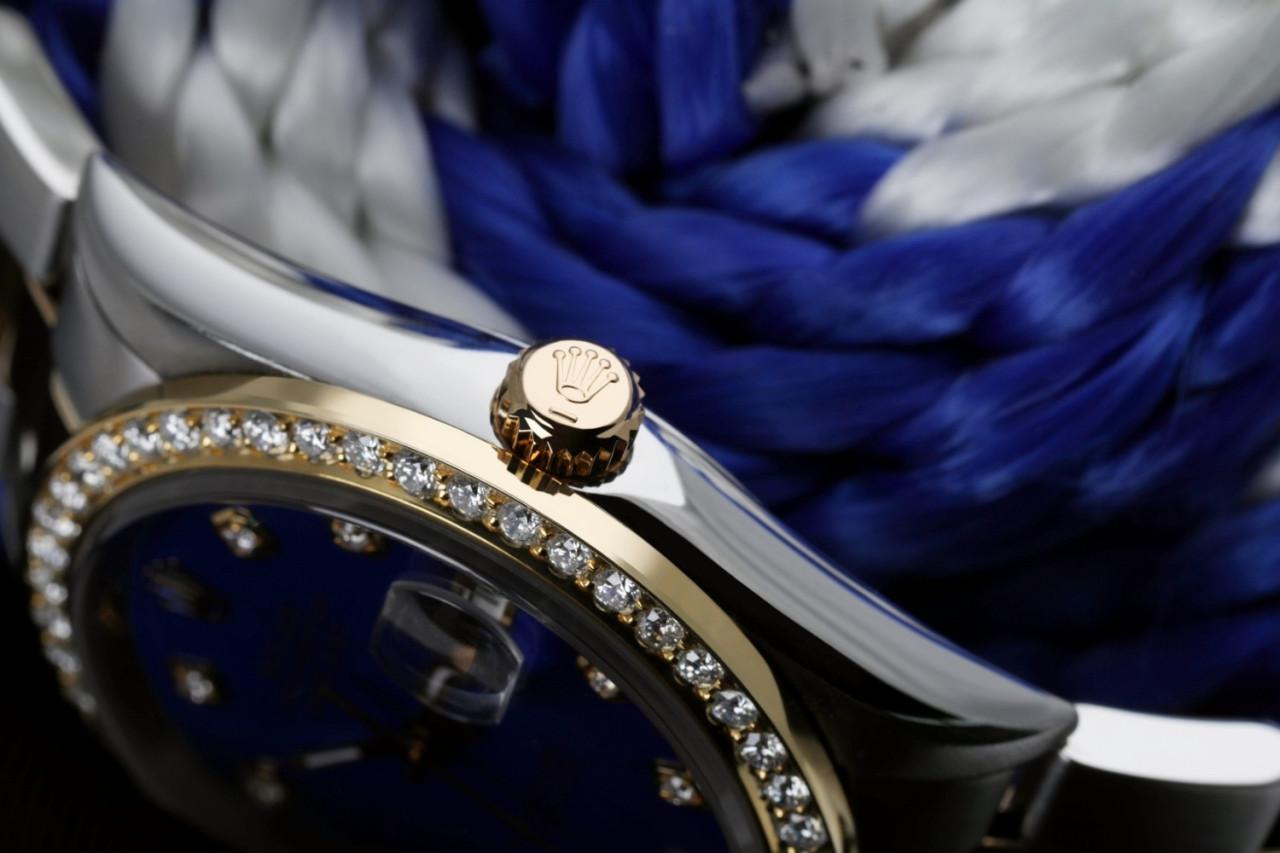 Taille ronde Rolex Montre Datejust bicolore en nacre bleue traitée MOP en vente