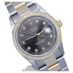 Rolex Datejust Two Tone Dark Grey Color Dial with Diamond Accent+ Watch