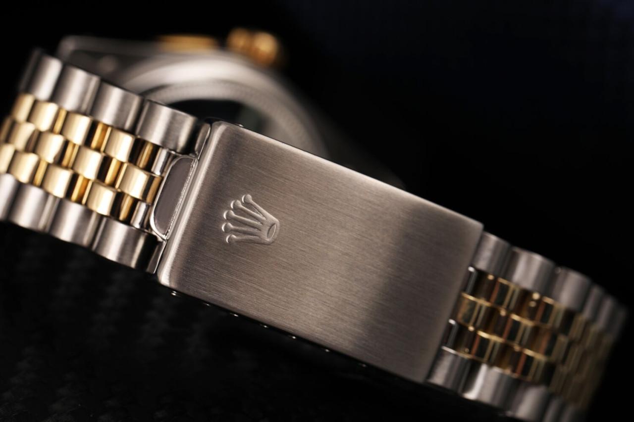 Rolex Montre Datejust bicolore couleur champagne avec cadran orné de diamants en vente 1