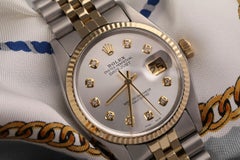 Rolex 36mm Datejust Two Tone Silver Color Diamond Dial 16013