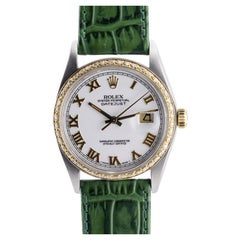 Rolex 36MM Datejust Two Tone with Diamond Bezel & White Roman Numeral Dial
