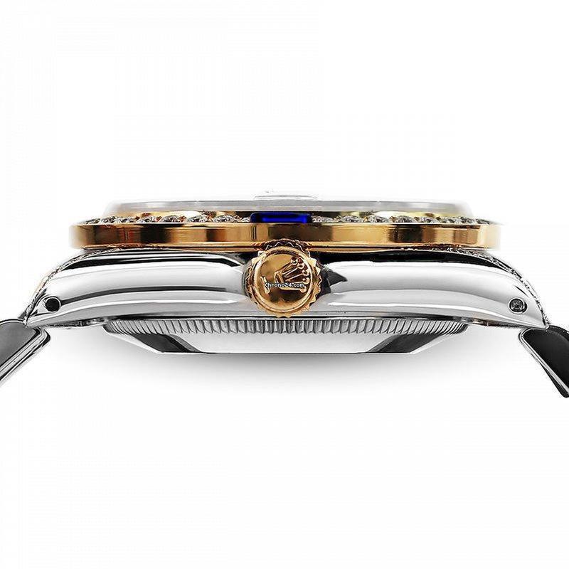 Taille ronde Rolex Montre Datejust avec cadran blanc MOP et lunette ornée de diamants + cornes et saphirs en vente