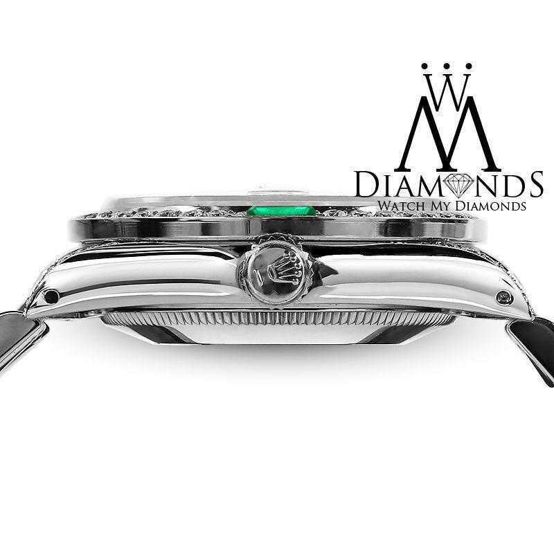 Rolex Datejust Weißes MOP String Diamant-Zifferblatt mit Diamant- und Smaragd-Lünette im Zustand „Hervorragend“ im Angebot in New York, NY
