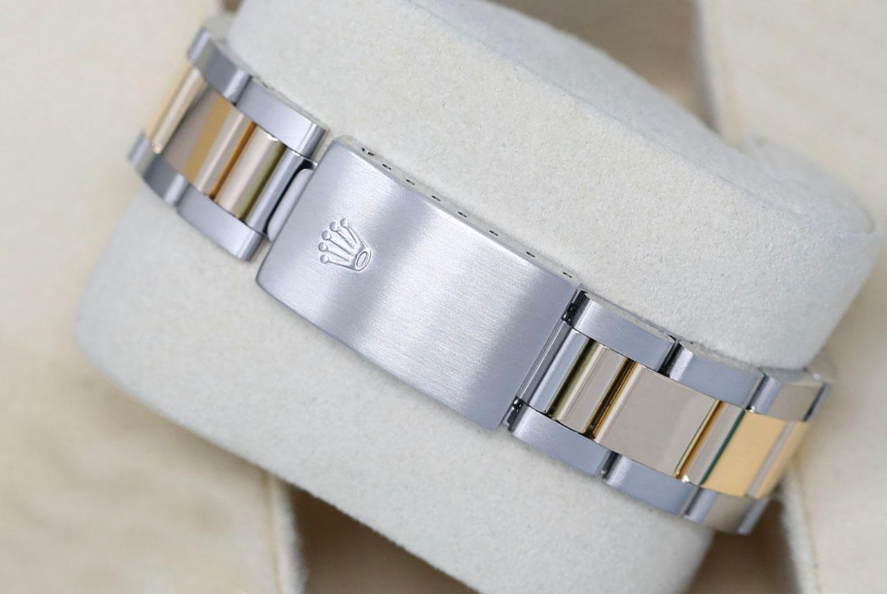 Taille ronde Rolex Montre à bracelet Oyster 36 mm avec cadran romain blanc et lunette en diamants, bicolore en vente