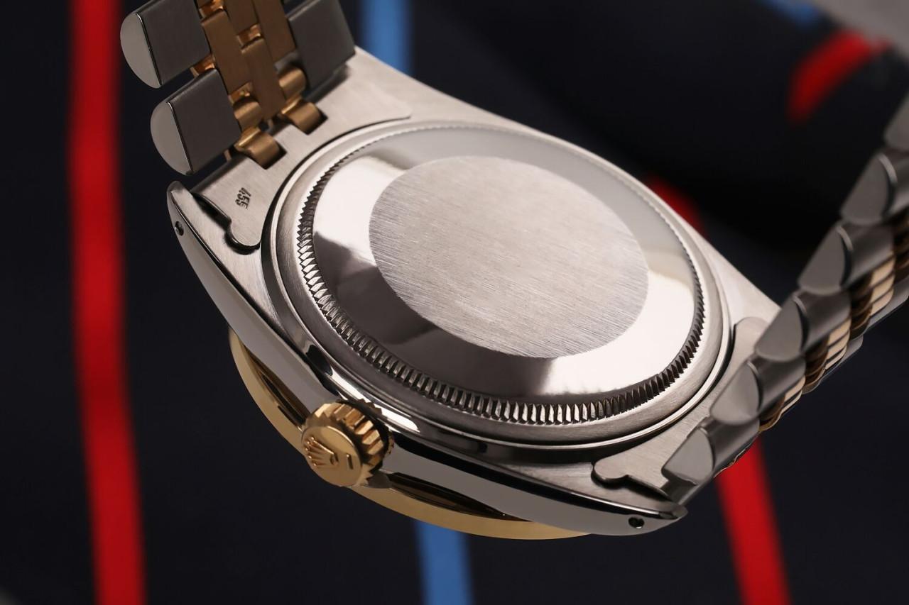Round Cut Rolex Datejust White Roman Dial Sapphire/Diamond Bezel Two Tone Watch For Sale