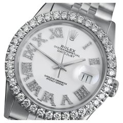 Rolex Datejust with Diamond Bezel and White Diamond Roman Dial Men's Watch