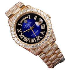Rolex DayDate Blue Vignette Roman Diamond Dial Custom Watch 18038