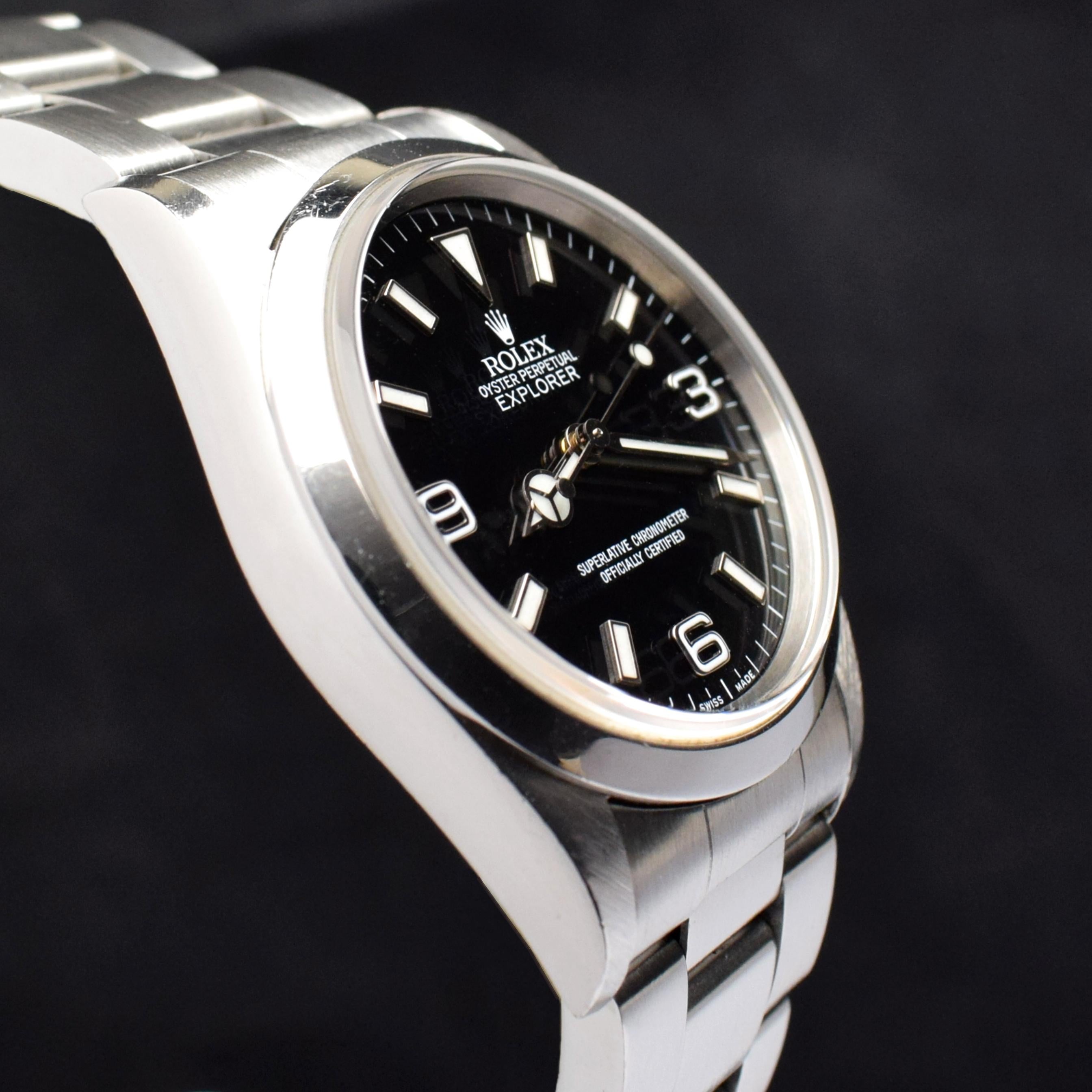 Rolex Explorer I Steel 14270 Automatic Watch with Paper, 2000 In Good Condition For Sale In Central & Western District, HK