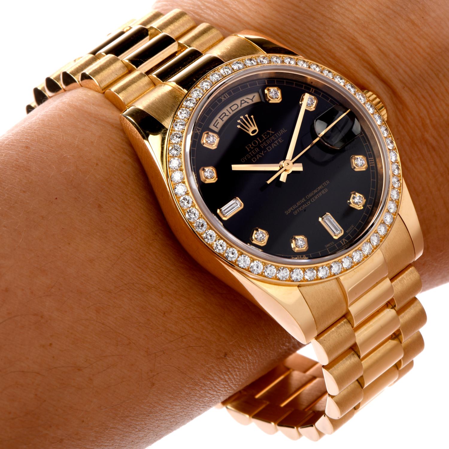 Herren President Day Date 18K Diamant Zifferblatt und Lünette 118348 1