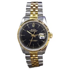 Rolex 36mm Oyster Perpetual Datejust Black Dial Jubilee Automatic 18K Gold/Steel