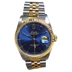 Rolex 36mm Oyster Perpetual Datejust Blue Dial Jubilee Automatic 18K Gold/Steel