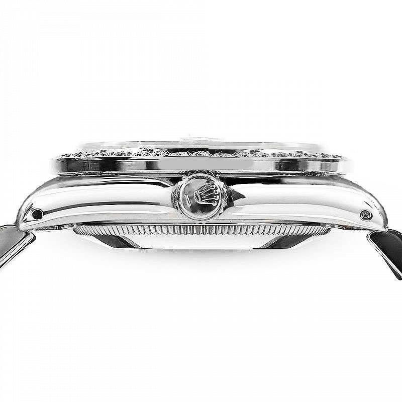 Taille ronde Rolex Montre Oyster Perpetual Datejust avec lunette en diamants et cadran MOP rose, serti sur mesure en vente