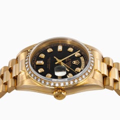 Rolex Men's 36mm President Day-date 18038 Black Diamond 18k