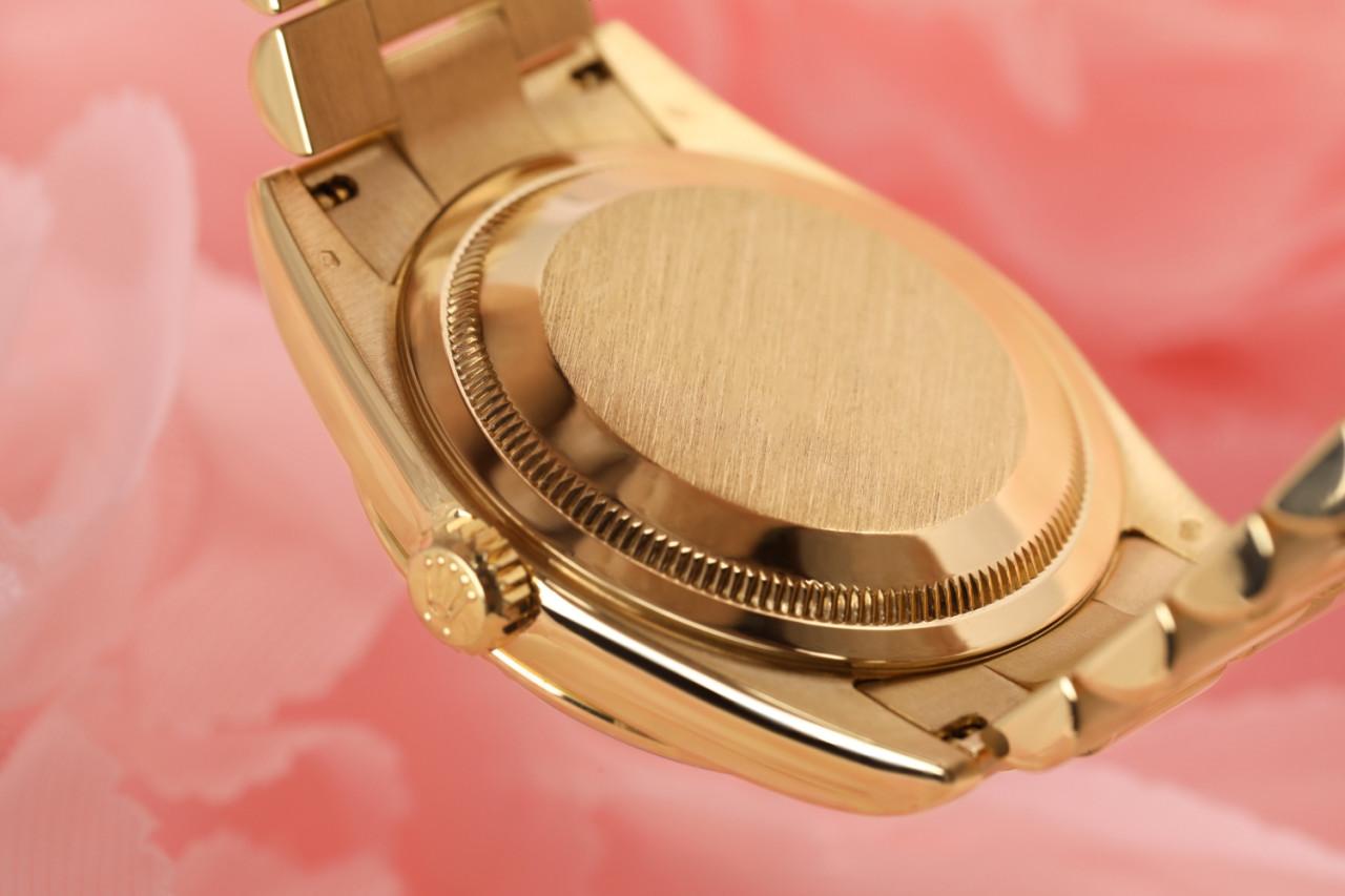 Rolex Presidential 18kt Gold Pink Baguette Diamond Dial Fluted Bezel 18038 For Sale 2