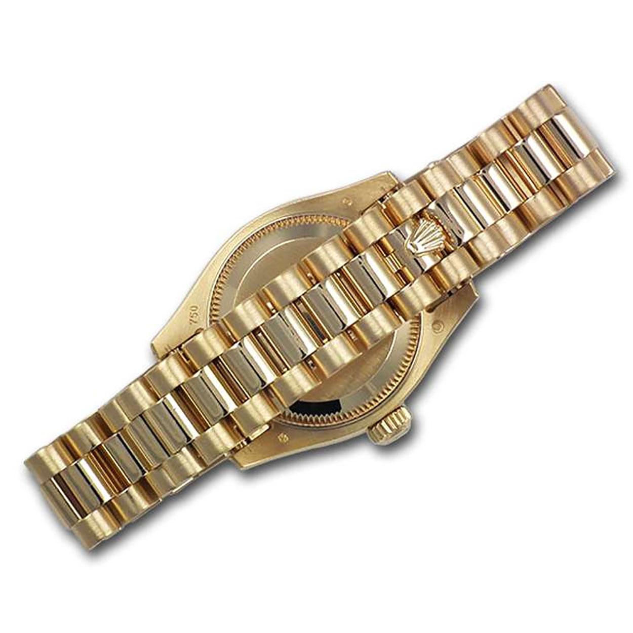 Rolex 36 mm Presidential 18kt Gold Uhr Champagner römisches Zifferblatt Diamant-Lünette im Zustand „Hervorragend“ im Angebot in New York, NY
