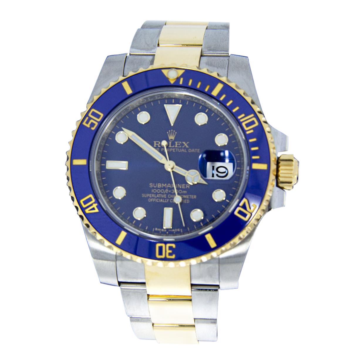 Rolex Two-Tone Submariner Watch with Blue Dial, Model 116613LB