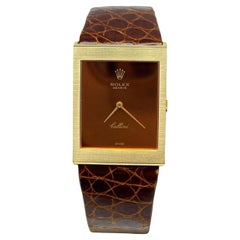 Rolex 4027 Cellini 18K Yellow Gold Brown Leather Strap