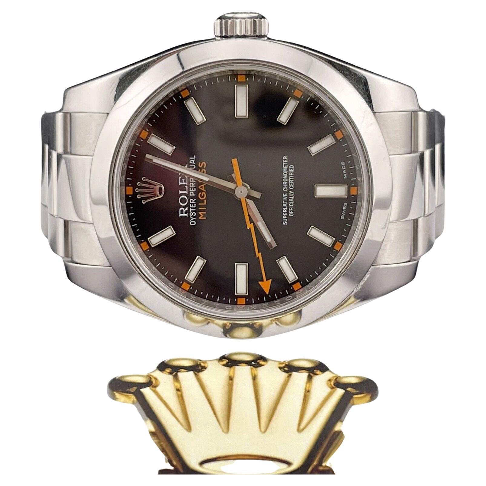Rolex 40mm Oyster Perpetual Milgauss Men's Black Dial Steel Watch Ref 116400