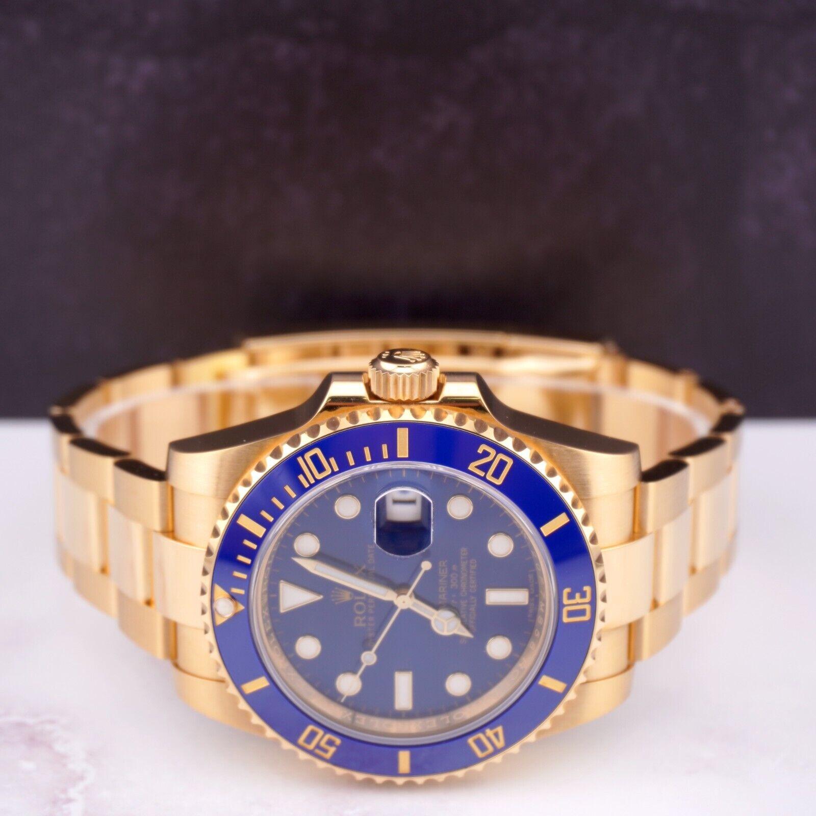 Rolex 40mm Submariner Date Uhr 18K Gelbgold Blaue Keramik Lünette 116618LB 2