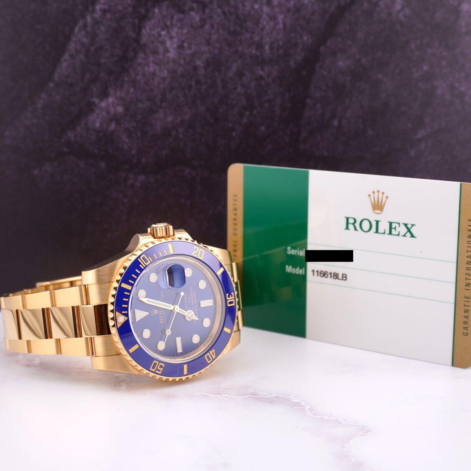 Rolex 40mm Submariner Date Uhr 18K Gelbgold Blaue Keramik Lünette 116618LB 3