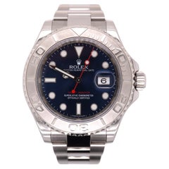 Rolex 40mm Yacht-Master Oyster Date Watch Platinum Bezel Blue Dial Ref 116622