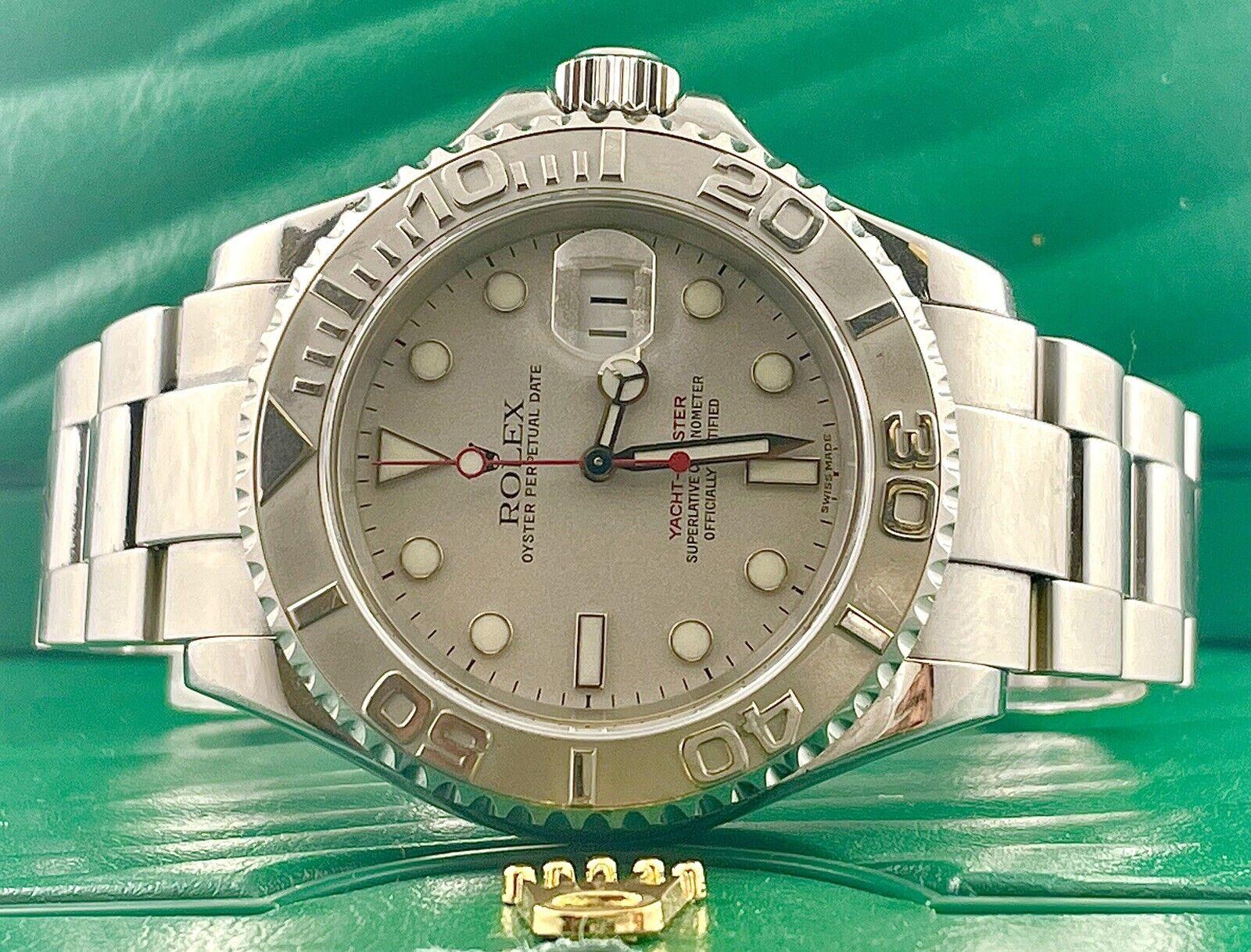 Rolex Yacht-Master 40mm Watch. A Pre-owned watch w/ Gift Box. Watch is 100% Authentic and Comes with Authenticity Card. Watch Reference is 16622 and is in Great Condition (See Pictures). The dial color is Platinum and material is Stainless Steel.