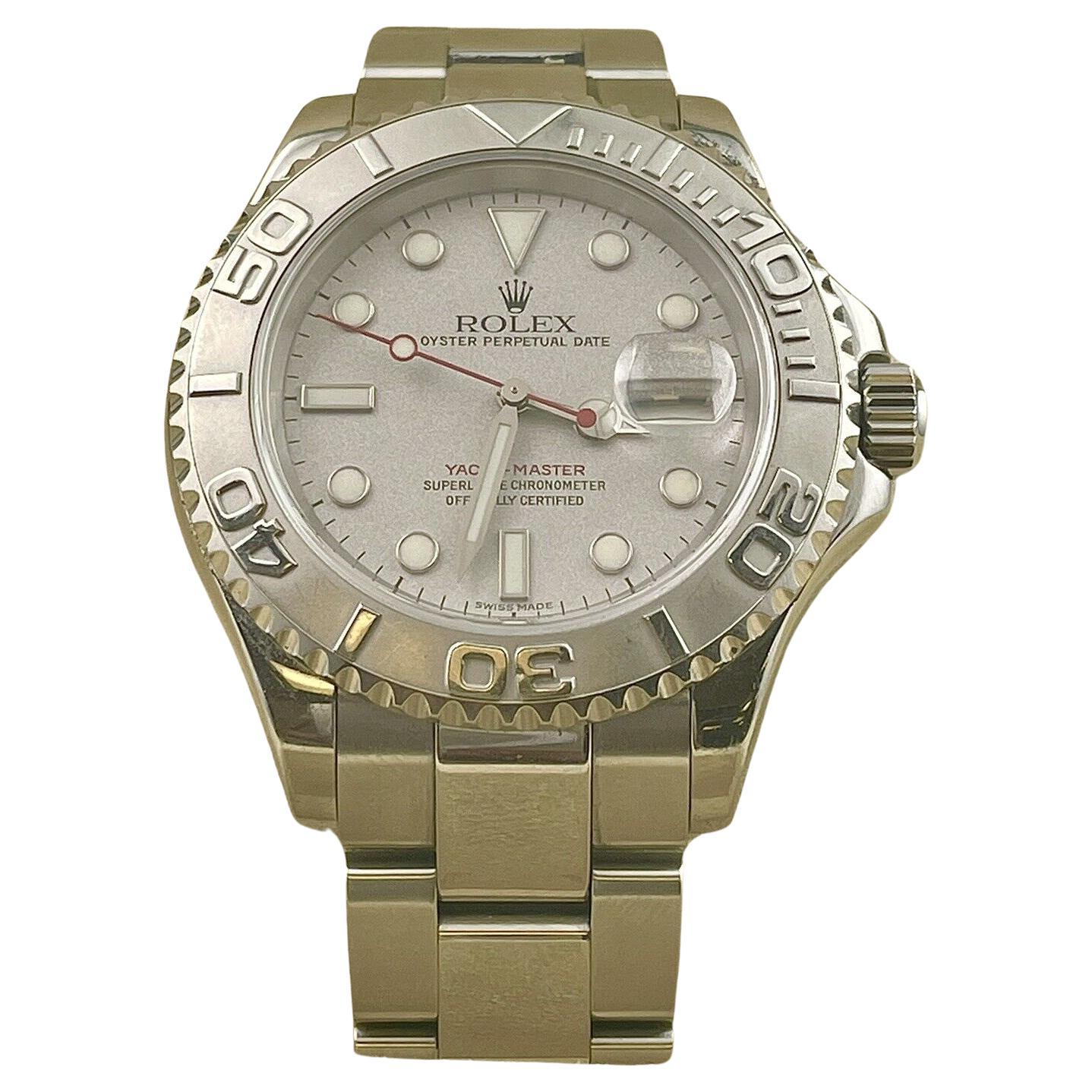 Rolex 40mm Yacht-Master Oyster Perpetual Date Platinum Dial Ref 16622 For Sale