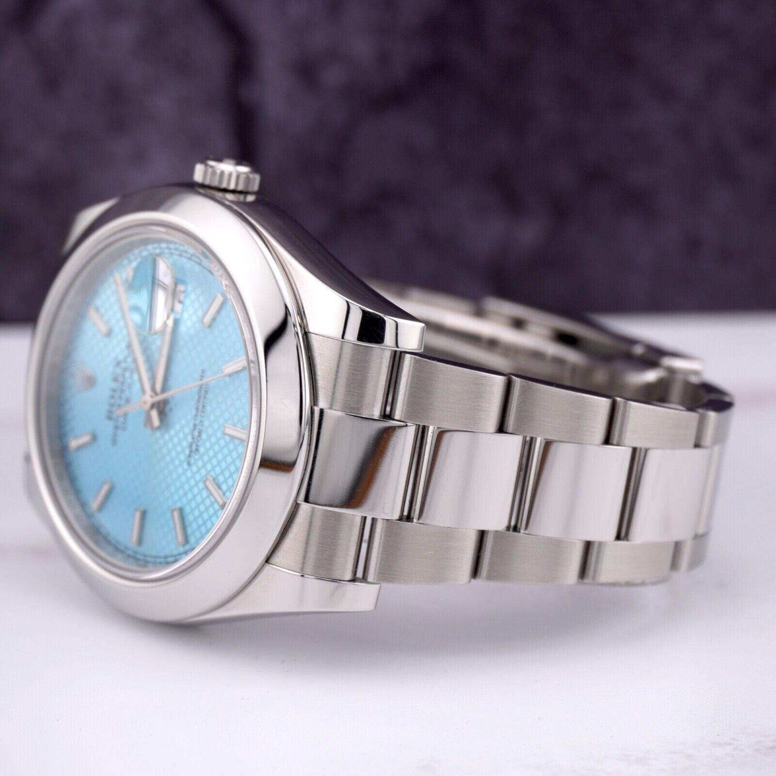 Rolex 41mm Datejust II Ice Blue Stick Dial Oyster Stainless Steel Watch 116300 Excellent état - En vente à Pleasanton, CA