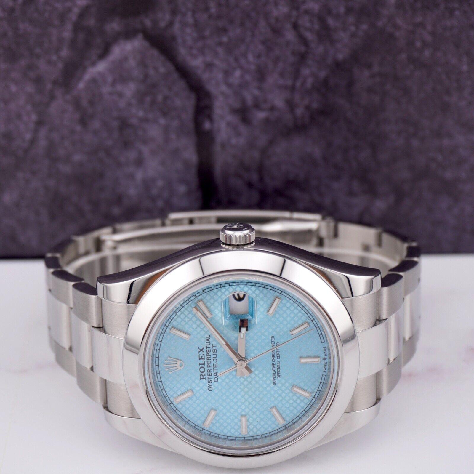 Rolex 41mm Datejust II Ice Blue Stick Dial Oyster Stainless Steel Watch 116300 en vente 3