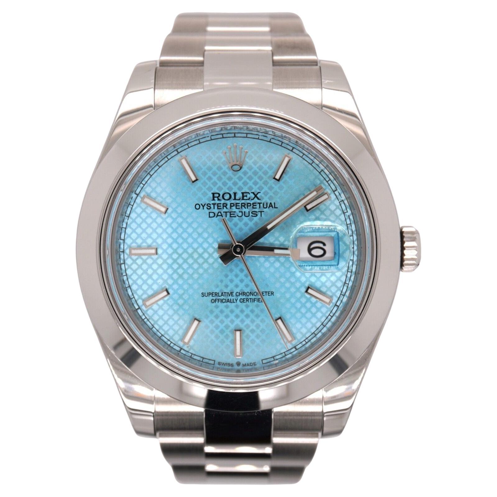 Rolex 41mm Datejust II Ice Blue Stick Dial Oyster Stainless Steel Watch 116300 For Sale