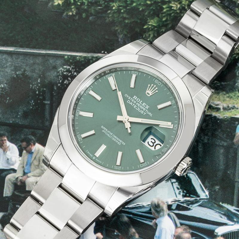 Rolex, cadran Datejust vert menthe 41 mm 126300 Pour hommes en vente