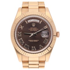Rolex 41mm Day-Date 218235 18K Everose Gold President-Armband Schokoladen-Zifferblatt