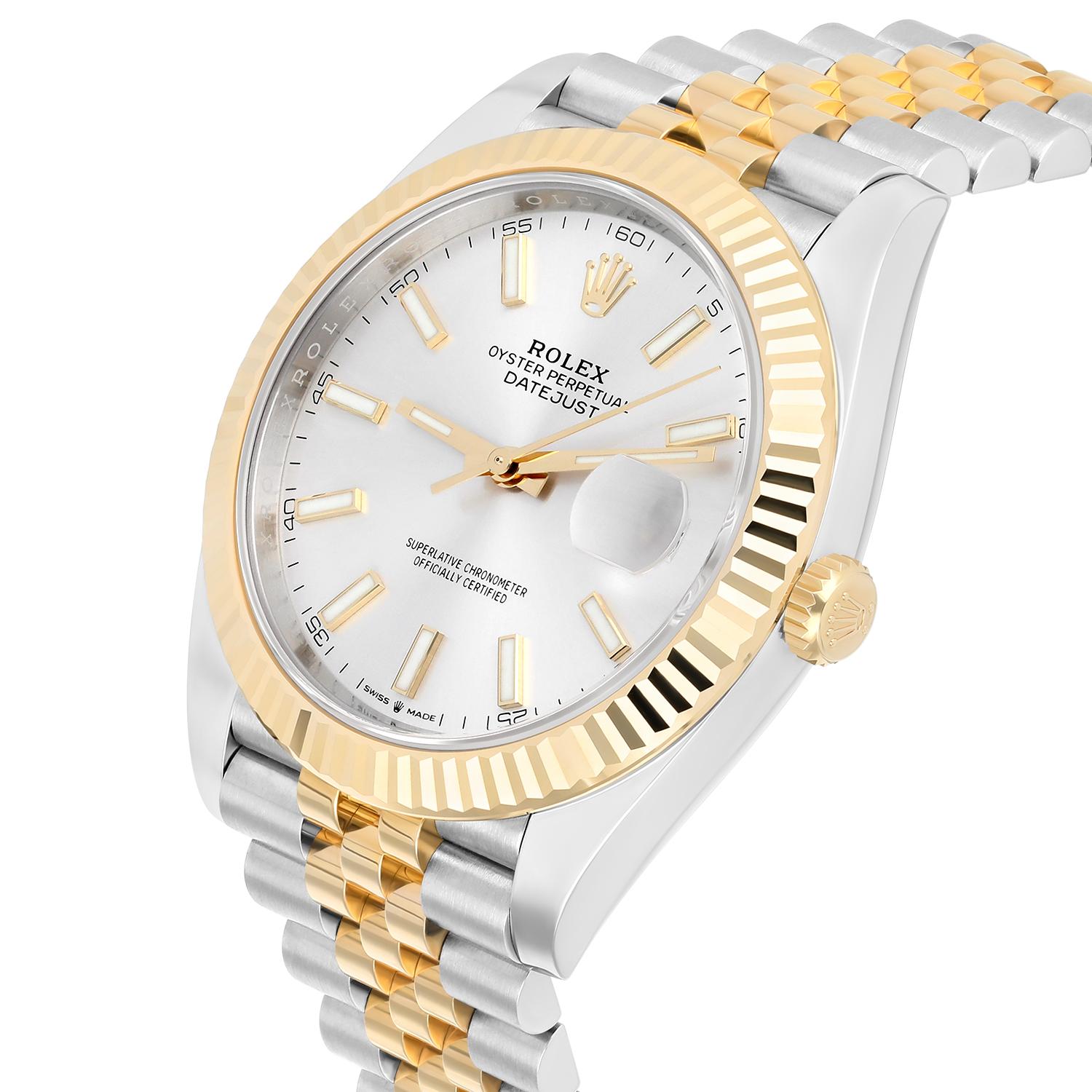 Rolex 41mm Steel & 18K Yellow Gold Datejust Silver Index 126333 2022 NEW For Sale 2