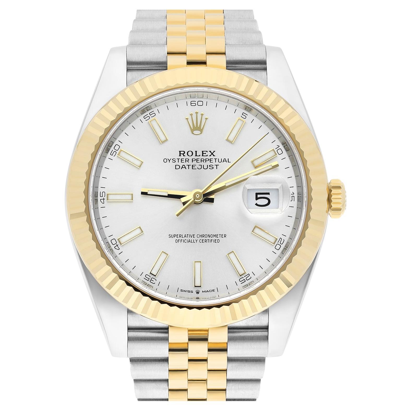 Rolex 41mm Steel & 18K Yellow Gold Datejust Silver Index 126333 2022 NEW For Sale