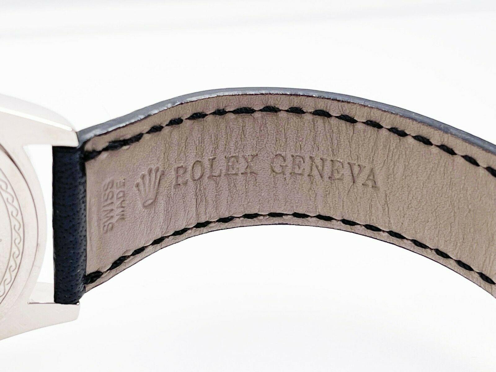 Rolex 4243 Cellini Danaos 18K Rose and White Gold Leather Strap In Excellent Condition In San Diego, CA
