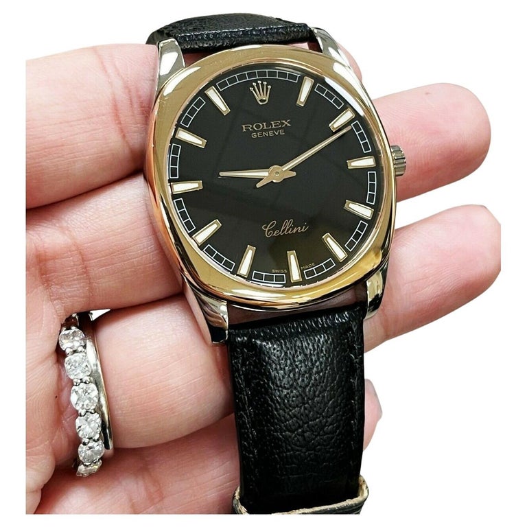 Rolex 4243 Cellini Danaos 18K Rose and White Gold Leather Strap For Sale at  1stDibs